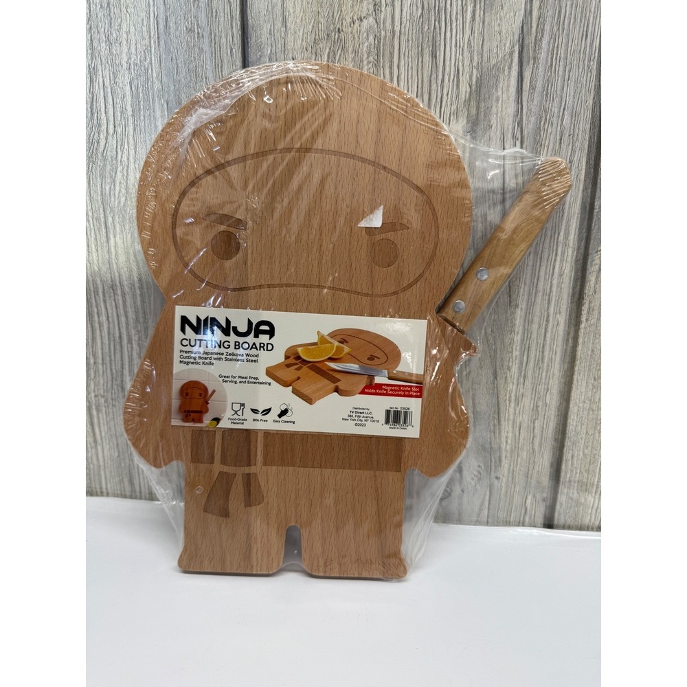 Ninja Cutting Board Japanese Zelkova Wood Magnetic Stainless Steel Knife NEW